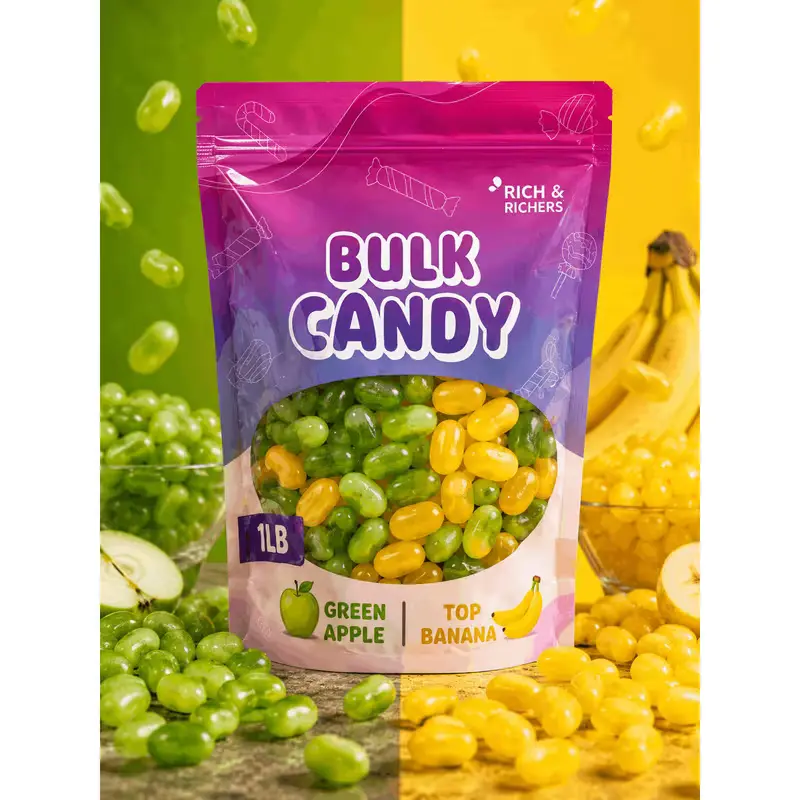 Jelly Belly Top Banana & Green Apple Flavor Jellybeans Candy Mix 1 LB